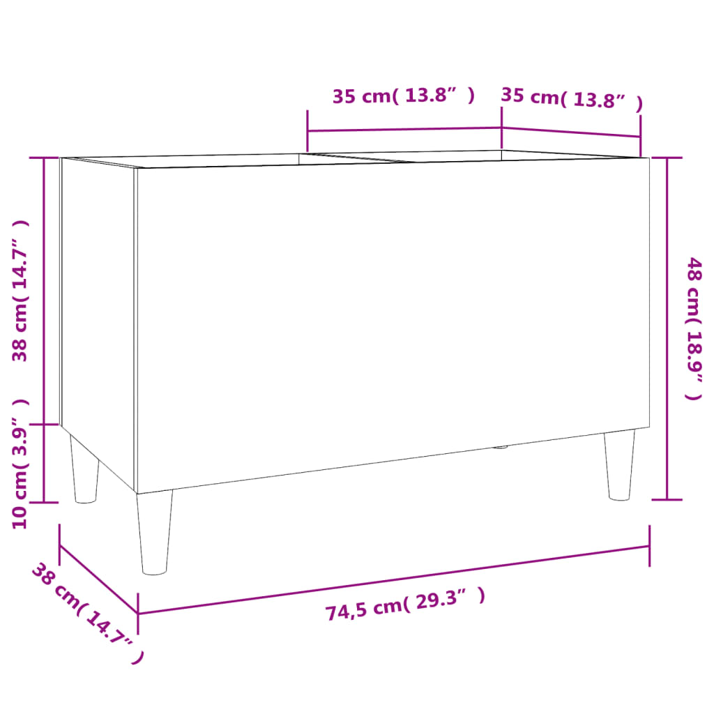 Record Cabinet Grey Sonoma 74.5x38x48 cm Engineered Wood