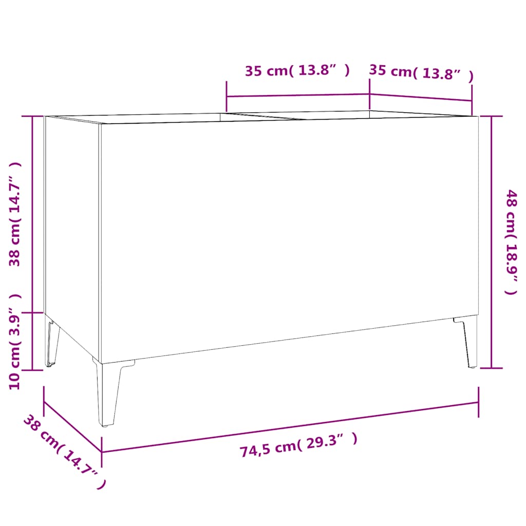 Record Cabinet Grey Sonoma 74.5x38x48 cm Engineered Wood