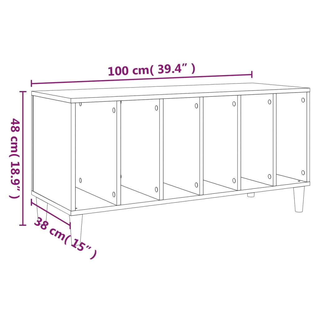 Record Cabinet | Sonoma oak | Engineered wood | Medium | Record Cabinet