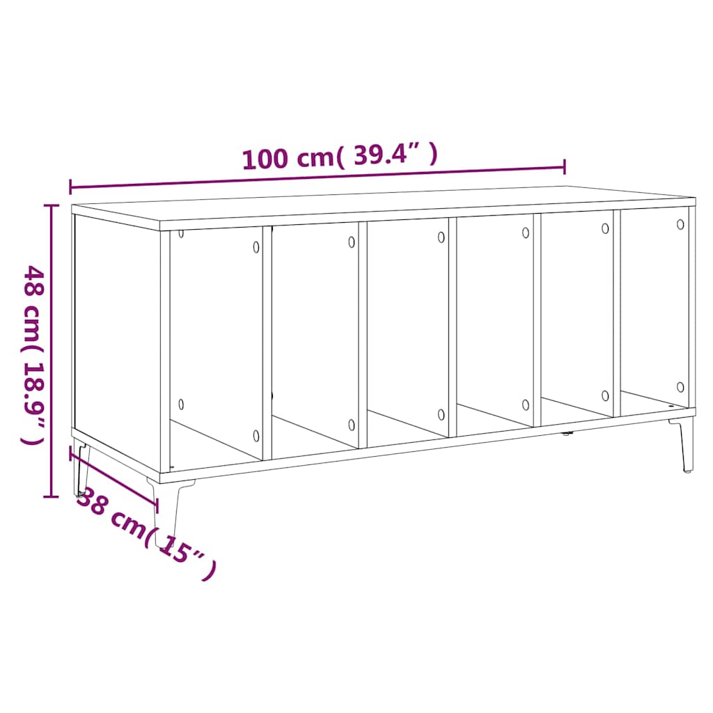Record Cabinet Grey Sonoma 100x38x48 cm Engineered Wood