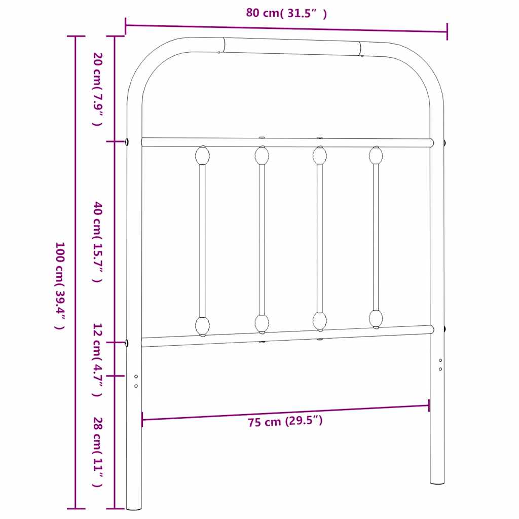 Metal Replace Headboard Black 75 cm