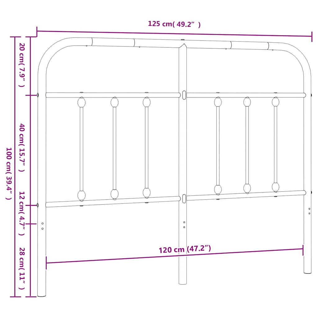 Metal Replace Headboard White 120 cm