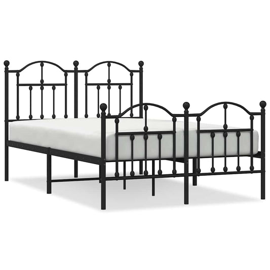Metal Bed Frame without Mattress with Footboard Black 120x200cm