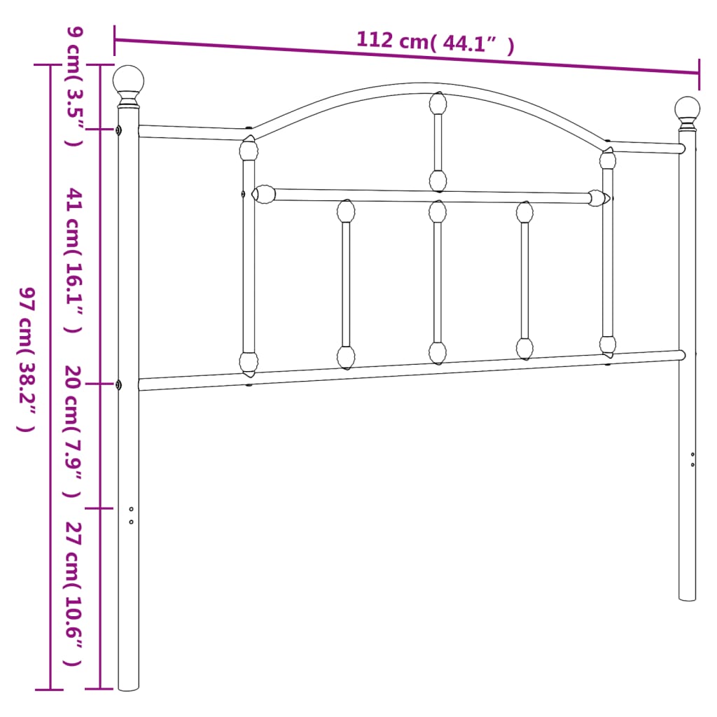 Metal Replace Headboard Black 107 cm