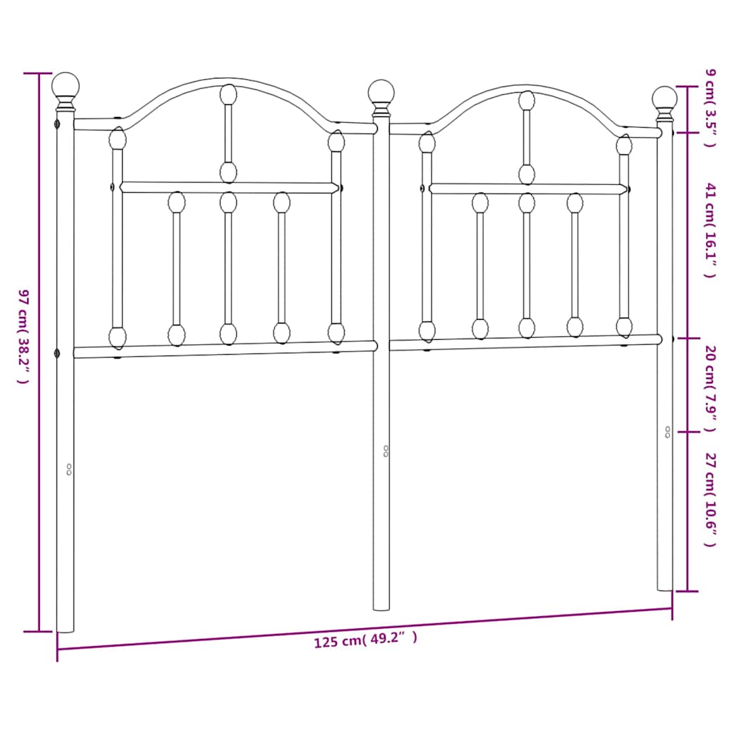 Metal Replace Headboard Black 120 cm