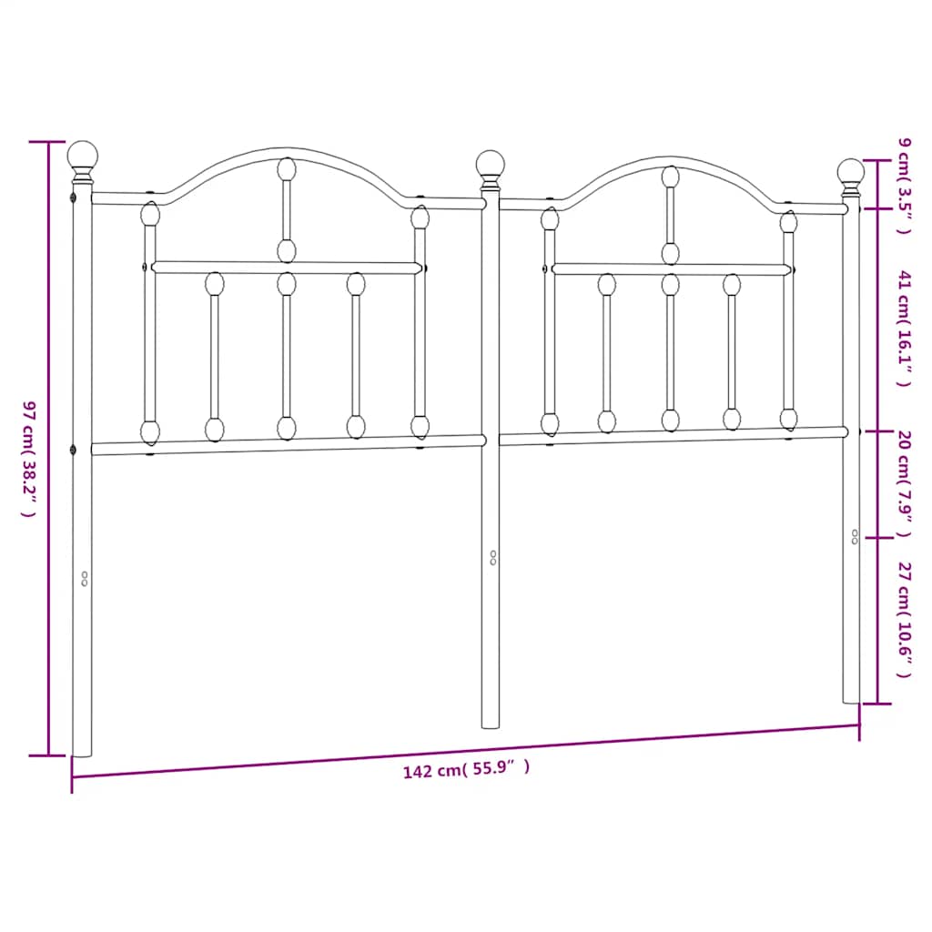 Headboard | Black | Steel | Double Bed | Durable | Black Headboard