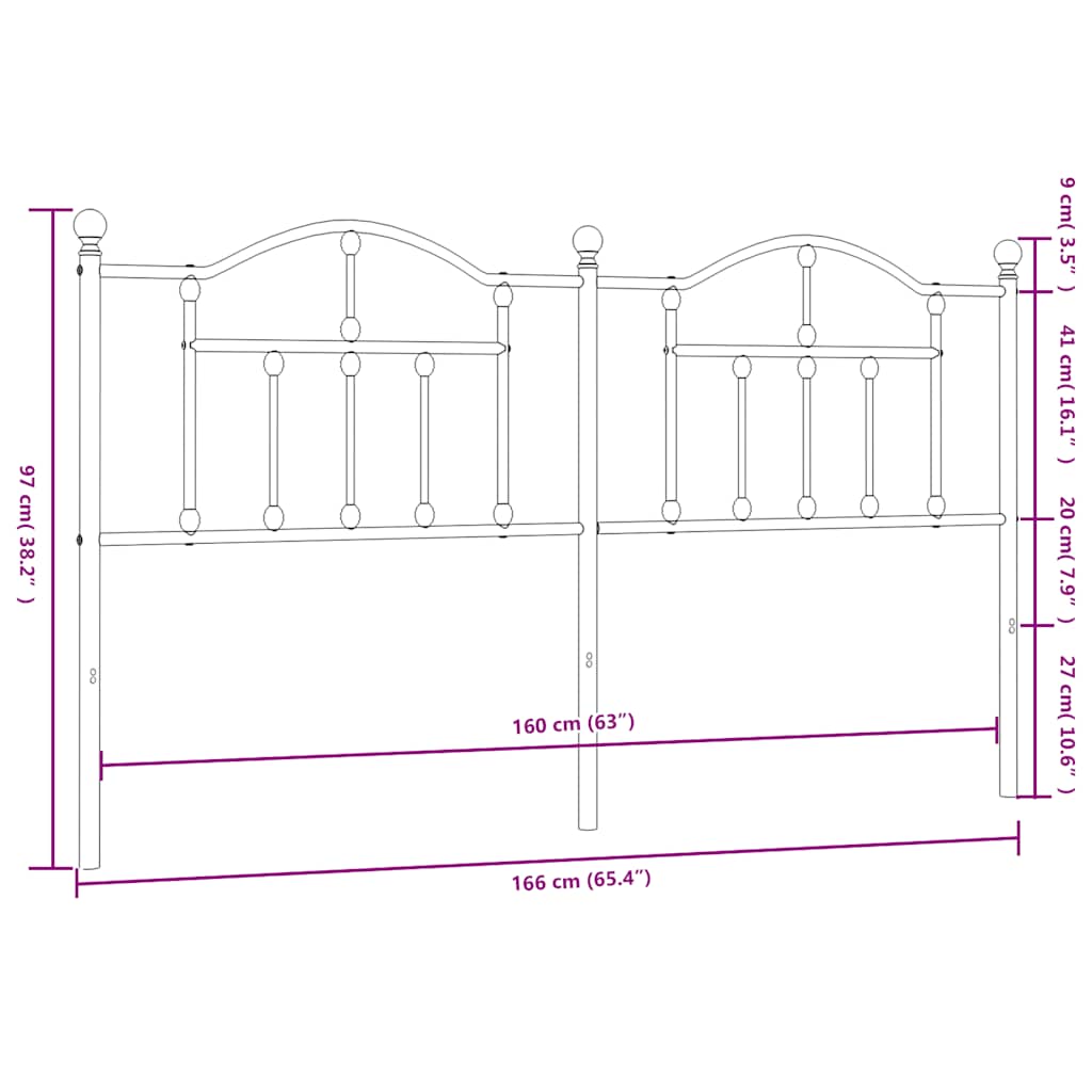 Metal Replace Headboard Black 160 cm