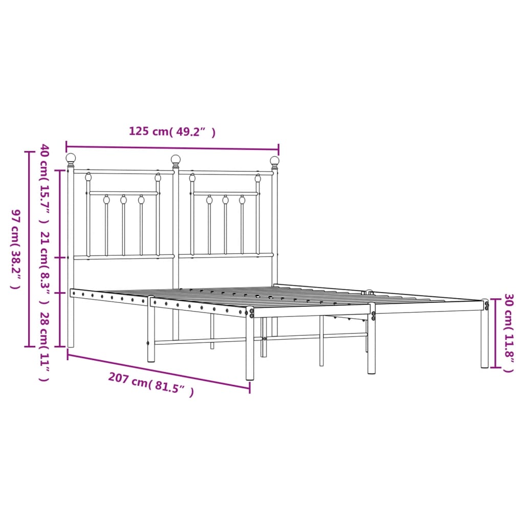 Bed Frame | Black | Powder-Coated Steel | Double | Bed Frame