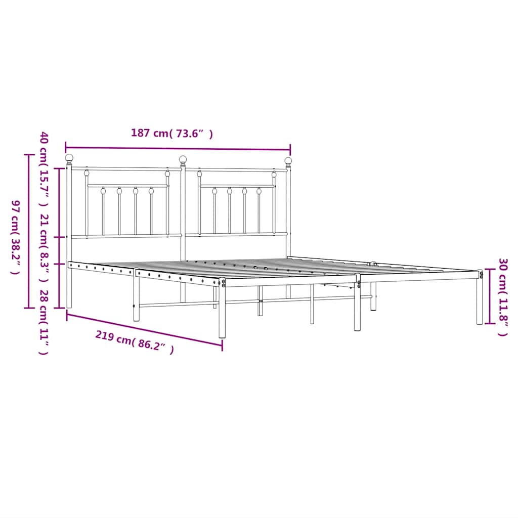Bed Frame | Black | Powder-Coated Steel | Double | Bed Frame
