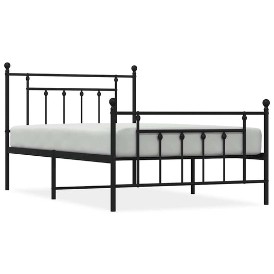 Metal Bed Frame without Mattress with Footboard Black 100x200cm