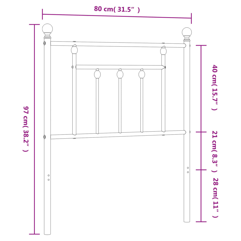 Metal Replace Headboard Black 75 cm