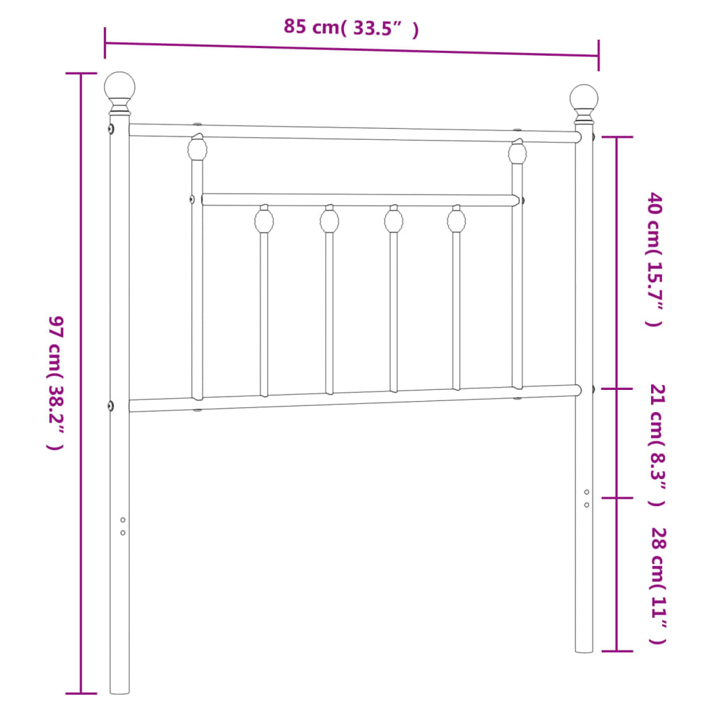 Metal Replace Headboard Black 80 cm