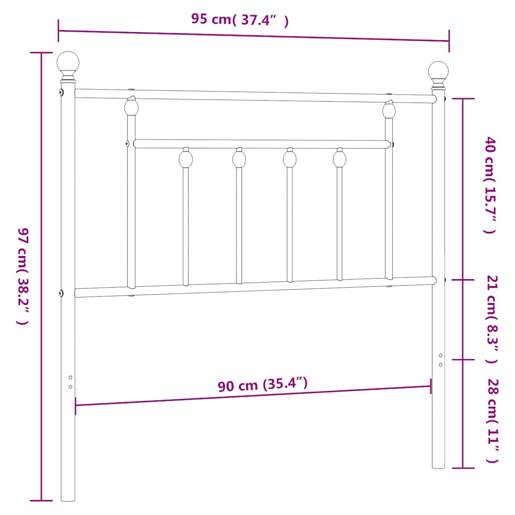 Metal Replace Headboard Black 90 cm