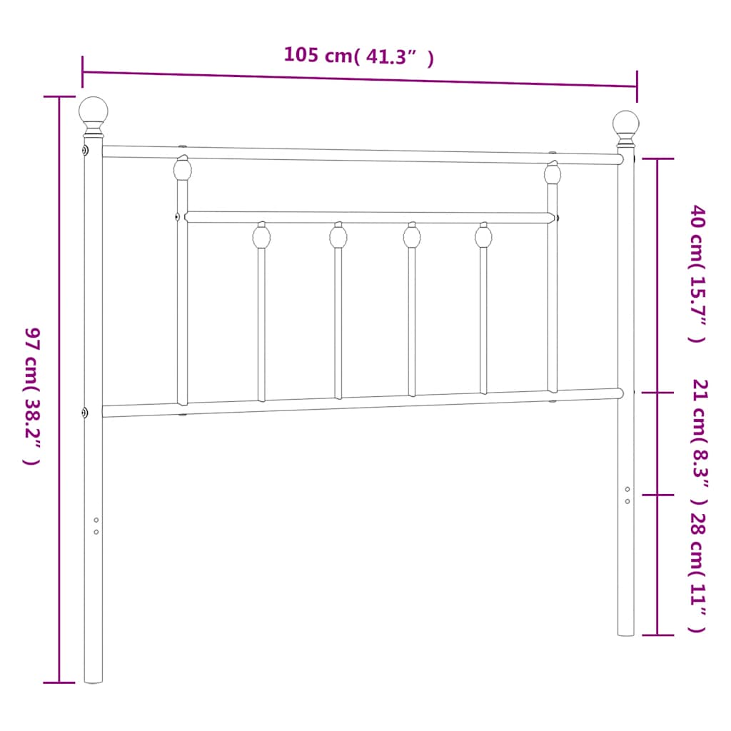 Metal Replace Headboard Black 100 cm