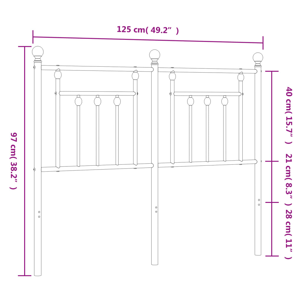 Metal Replace Headboard Black 120 cm