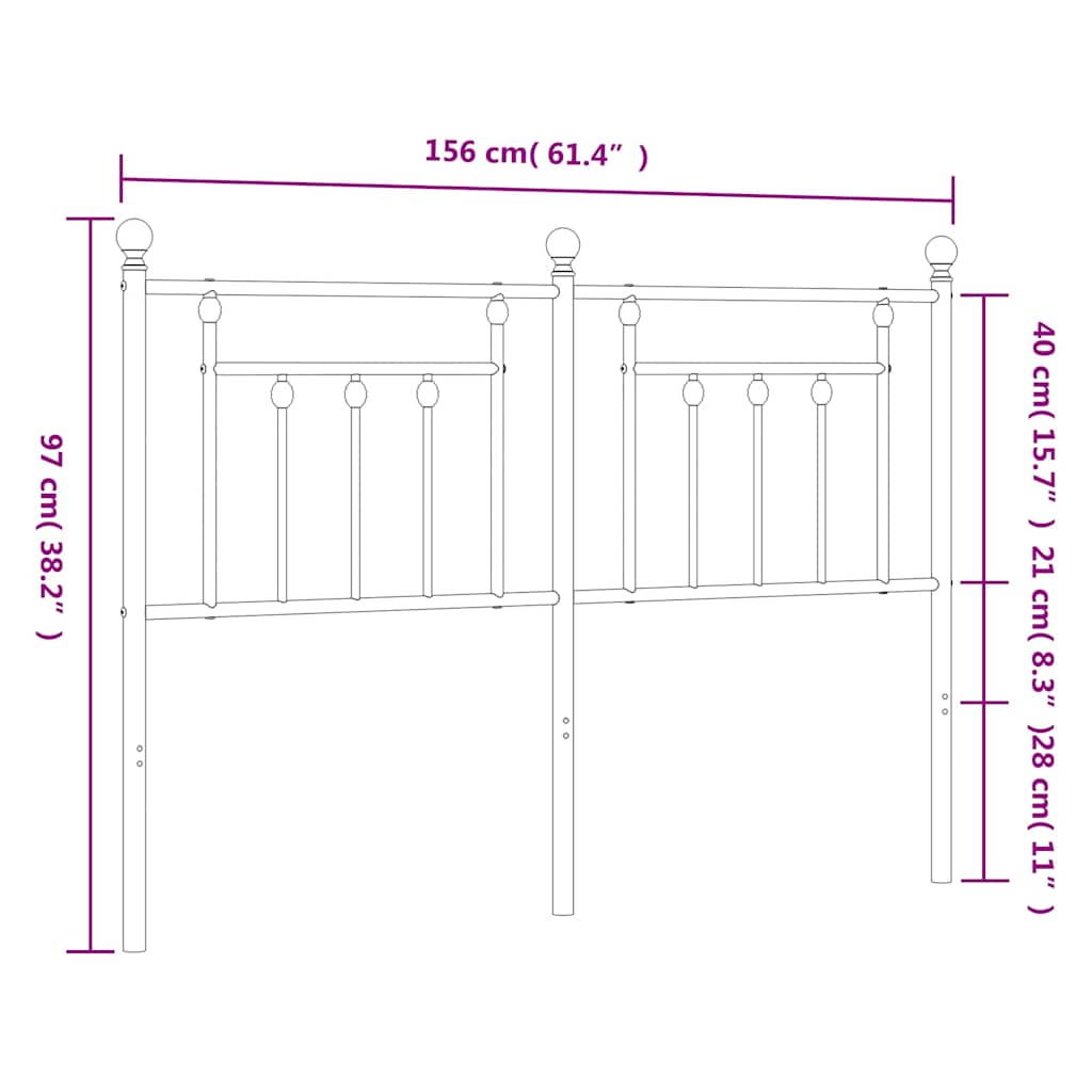 Metal Replace Headboard Black 150 cm
