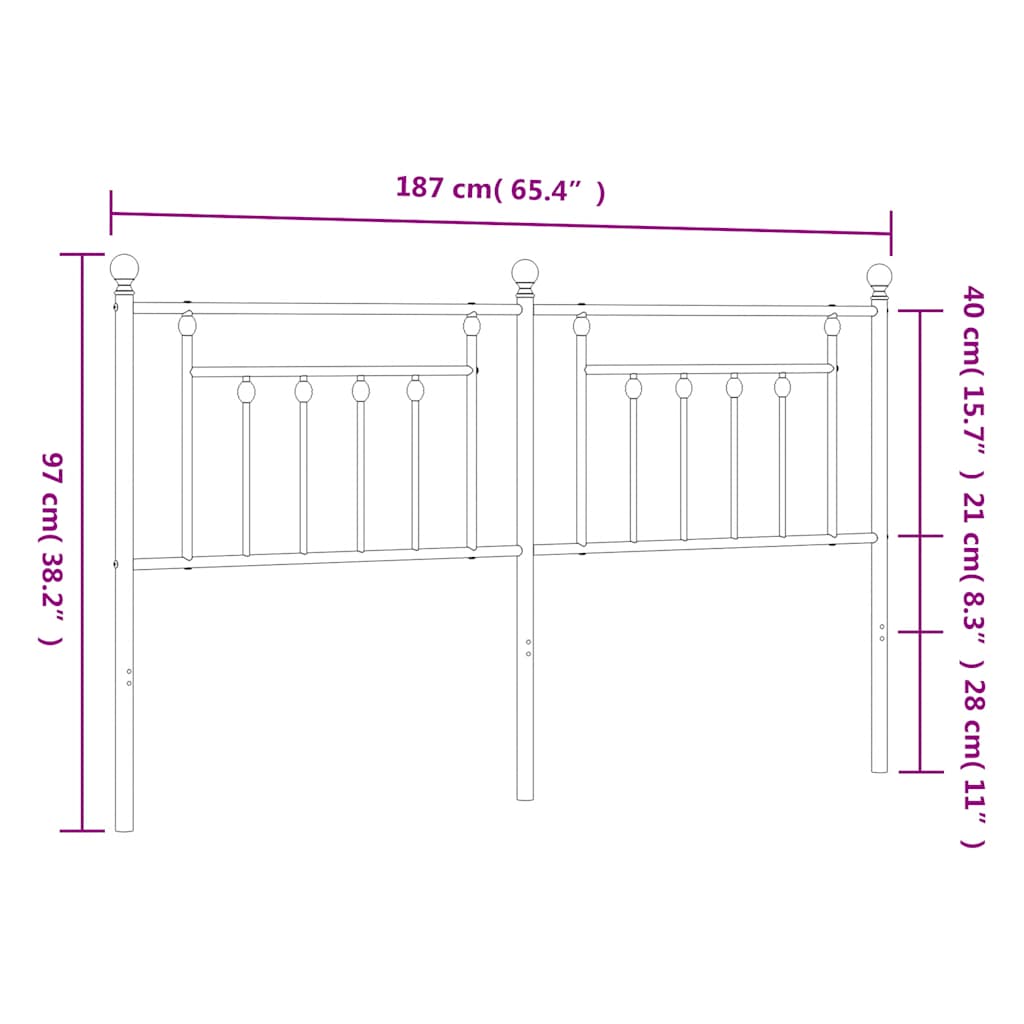 Metal Replace Headboard Black 180 cm