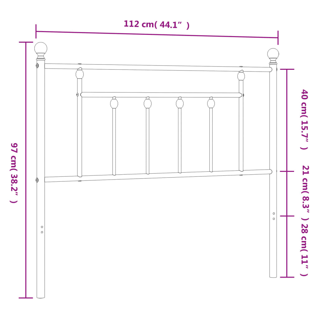 Metal Replace Headboard White 107 cm