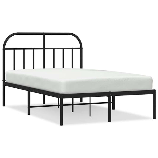 Metal Bed Frame without Mattress with Headboard Black 120x190cm