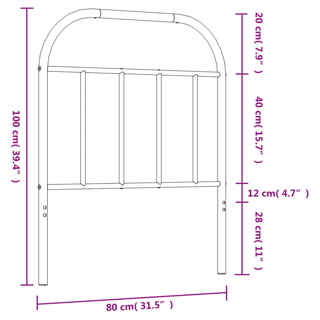 Metal Replace Headboard Black 75 cm