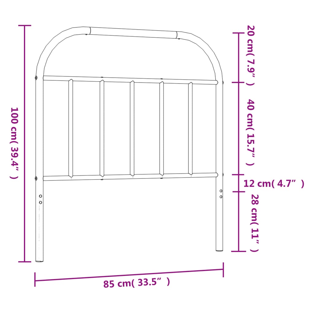 Metal Replace Headboard Black 80 cm