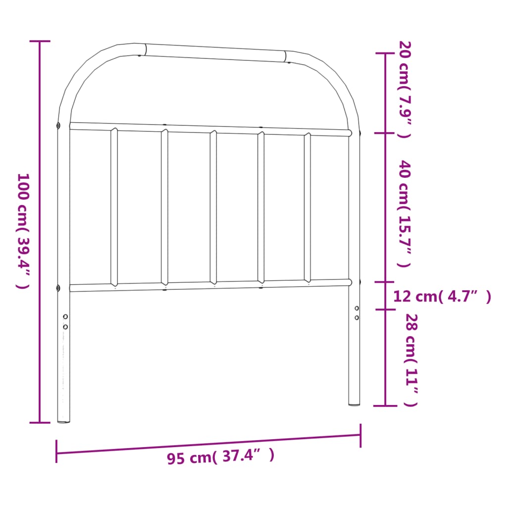 Headboard | Black | Steel | Single | Durable | Headboard | Rectangular
