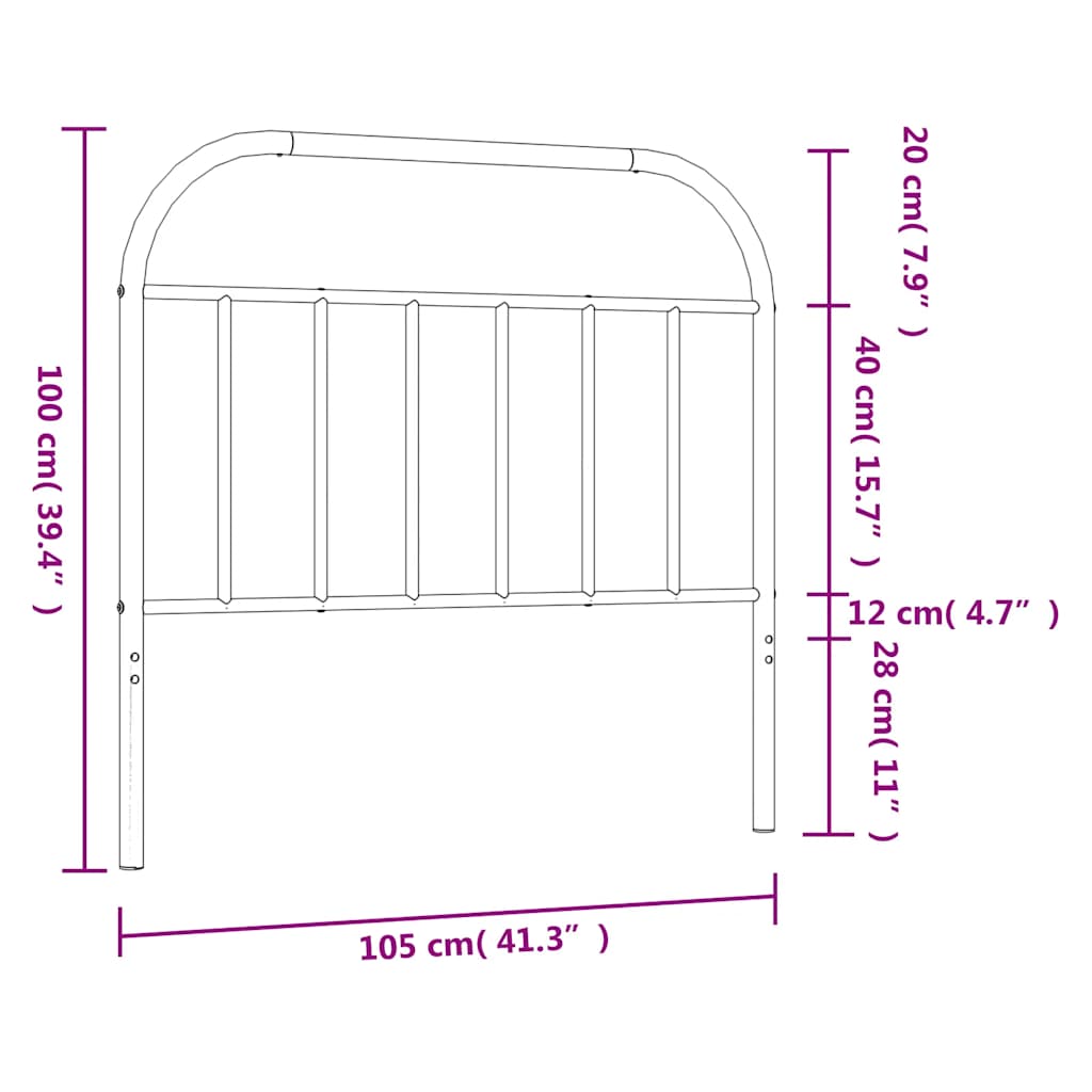 Metal Replace Headboard Black 100 cm