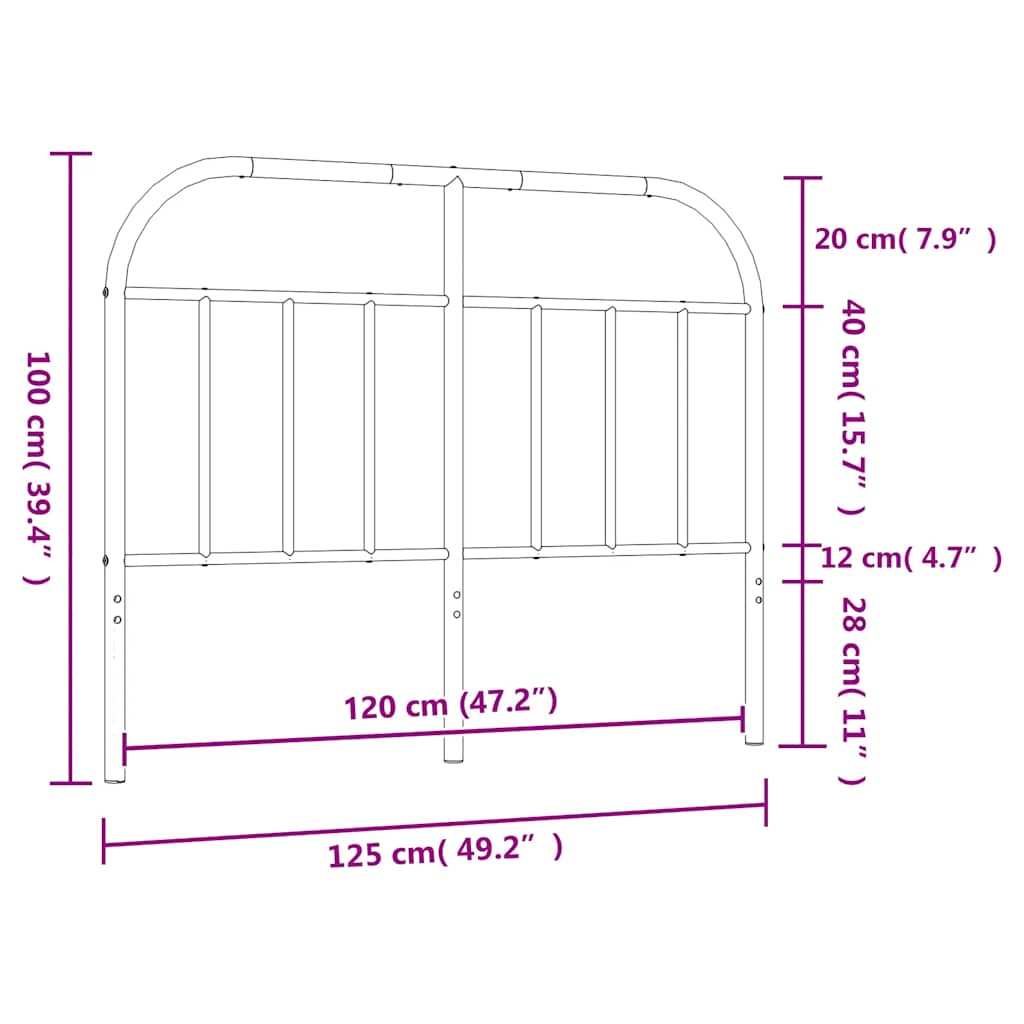 Headboard | Black | Powder-Coated Steel | 120 cm wide | Stylish Look