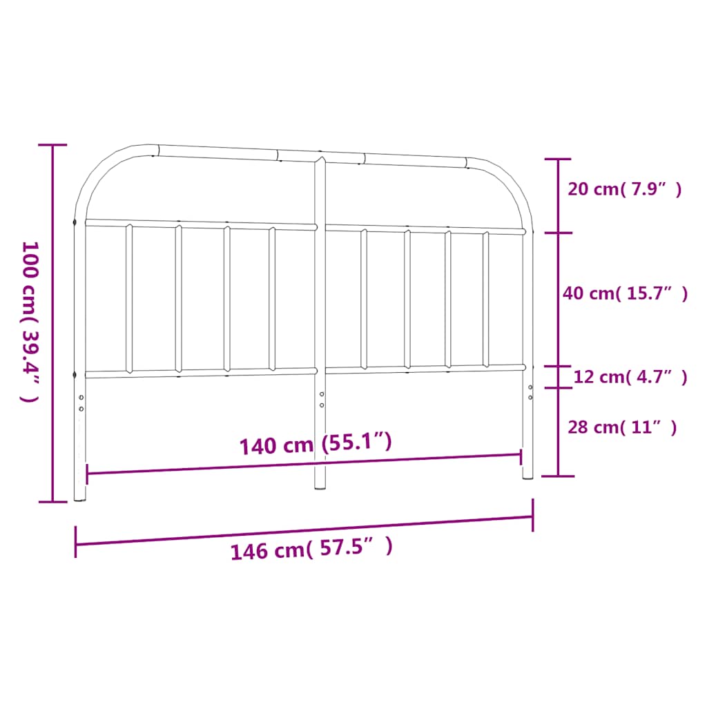 Headboard | Black | Steel | 140 cm | Tough | Headboard | Rectangular