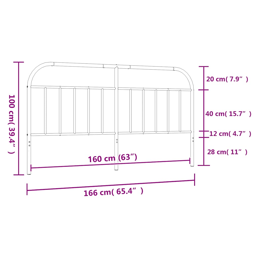 Metal Replace Headboard Black 160 cm