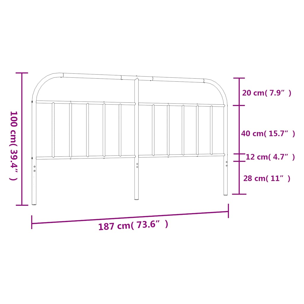 Metal Replace Headboard Black 180 cm