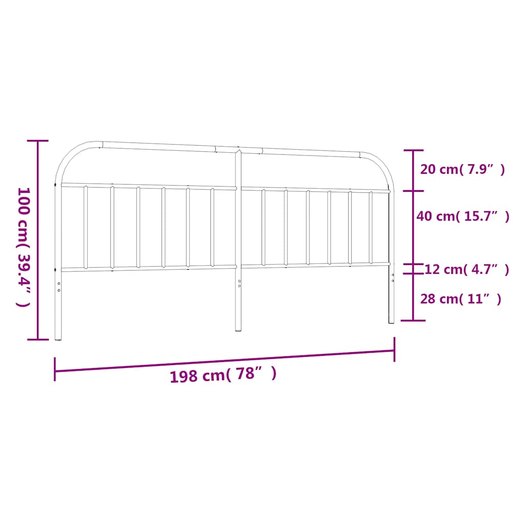 Metal Replace Headboard Black 193 cm