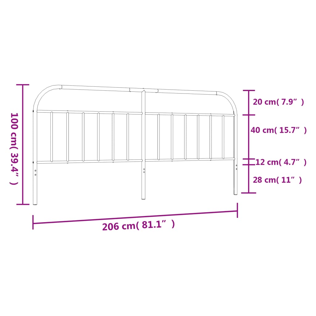 Metal Replace Headboard Black 200 cm