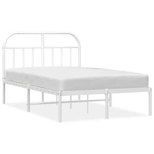 Metal Bed Frame without Mattress with Headboard White 135x190cm