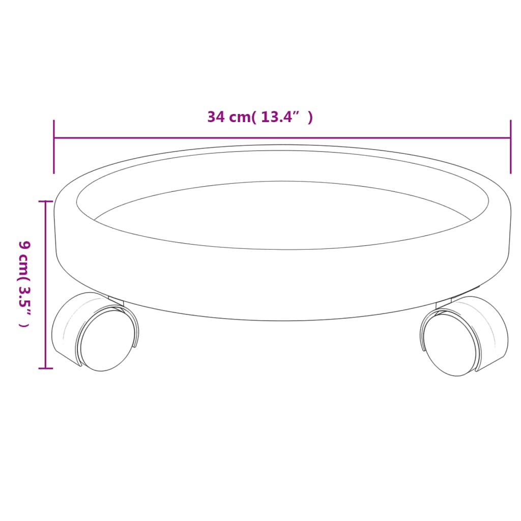 Plant Trolleys with Wheels 2 pcs Grey Diameter 34 cm 35 kg
