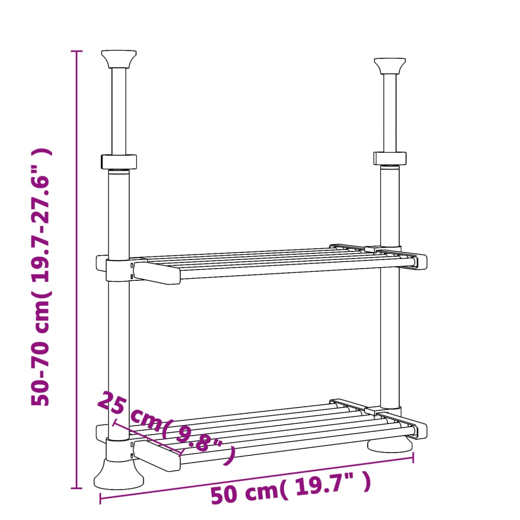 Kitchen Shelf 50x25x(50-70) cm Aluminium