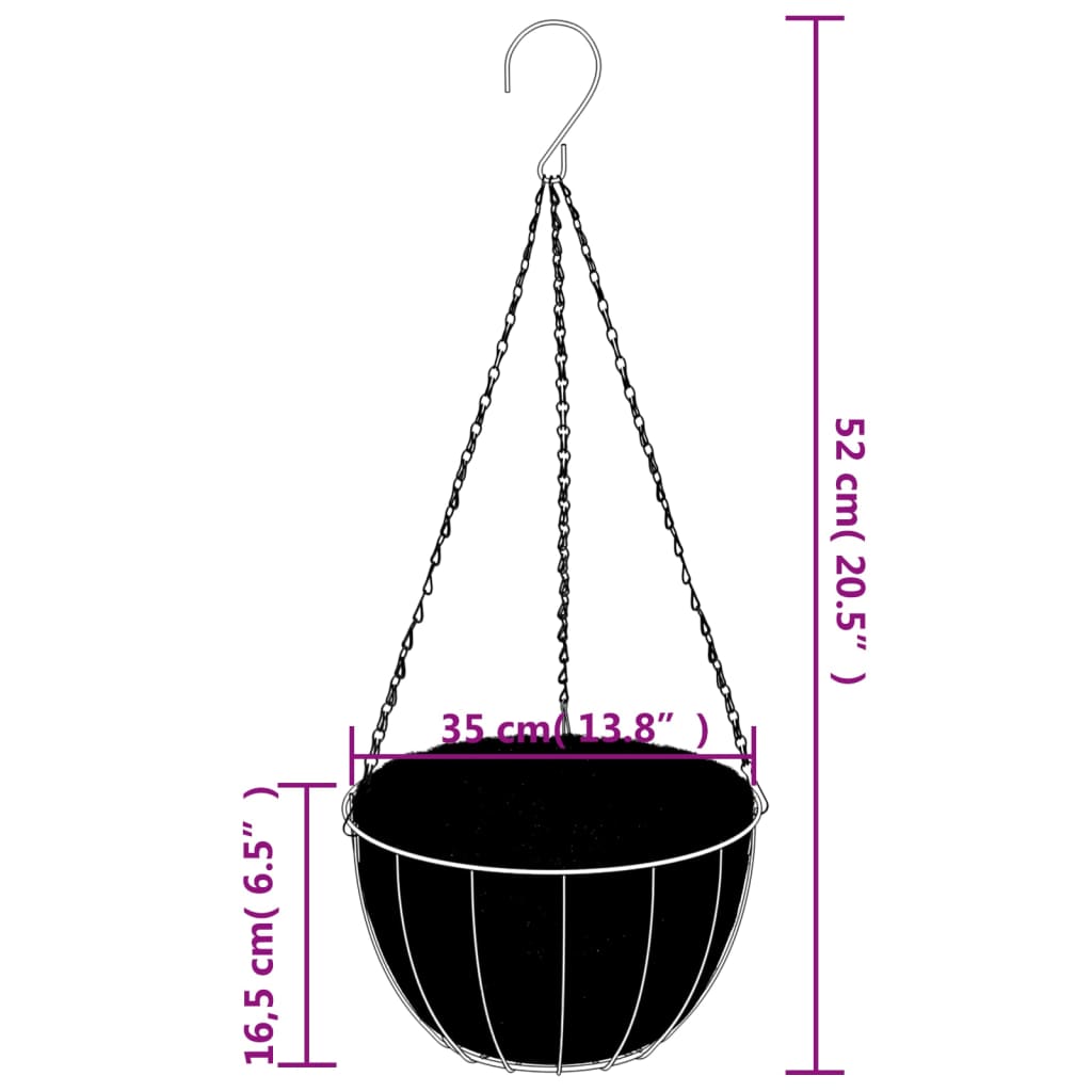 Hanging Basket Brackets with Planters 4 pcs Black Steel