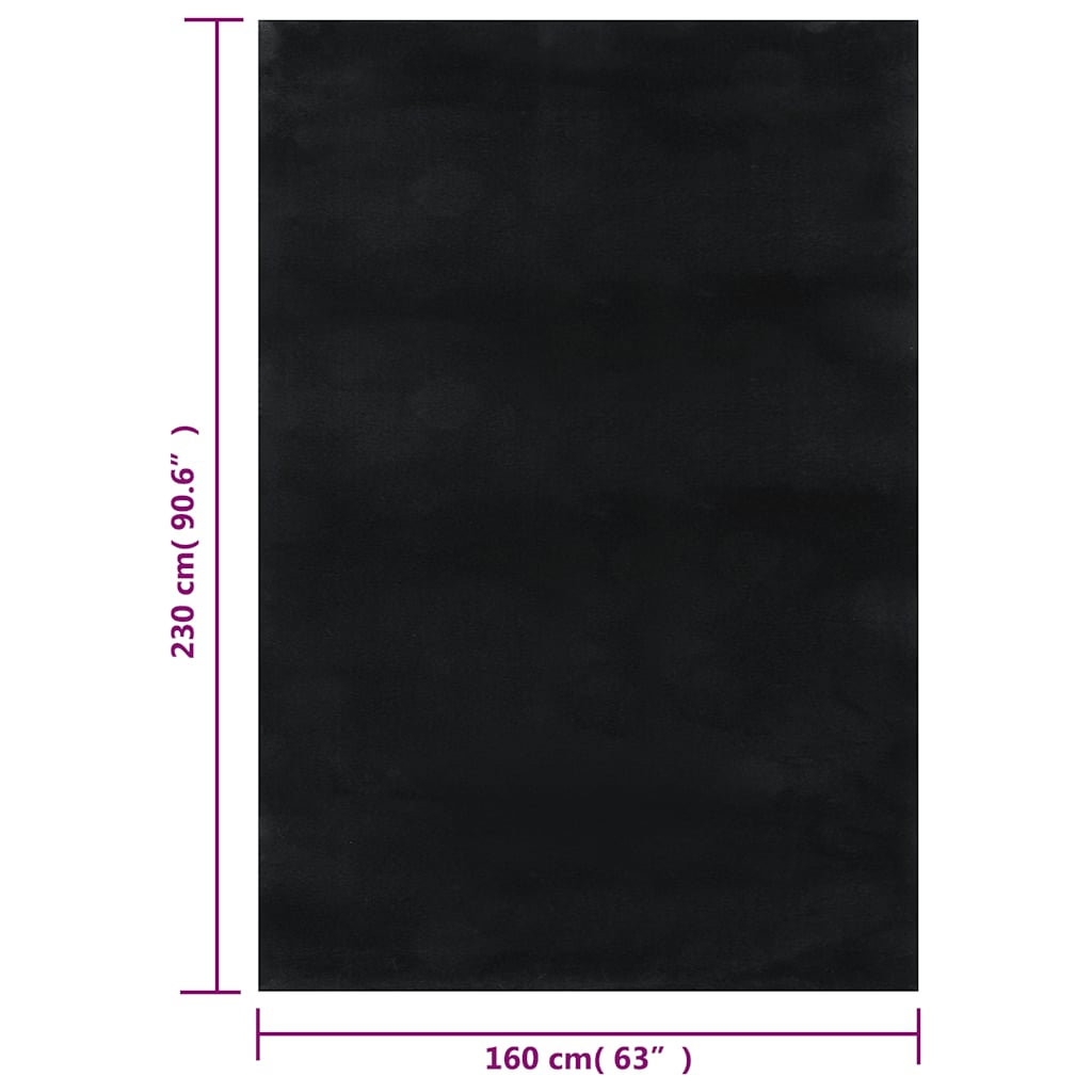 Washable Rug Soft Shaggy Black 160x230 cm Anti Slip (US Only)