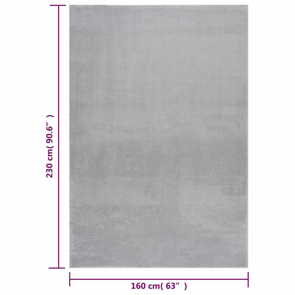 Washable Rug Soft Shaggy Grey 160x230 cm Anti Slip (US Only)