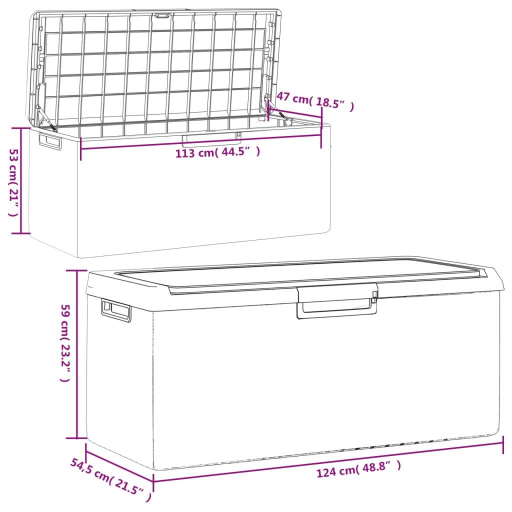 Patio Storage Box with Seat Cushion Brown 92.5 gal PP
