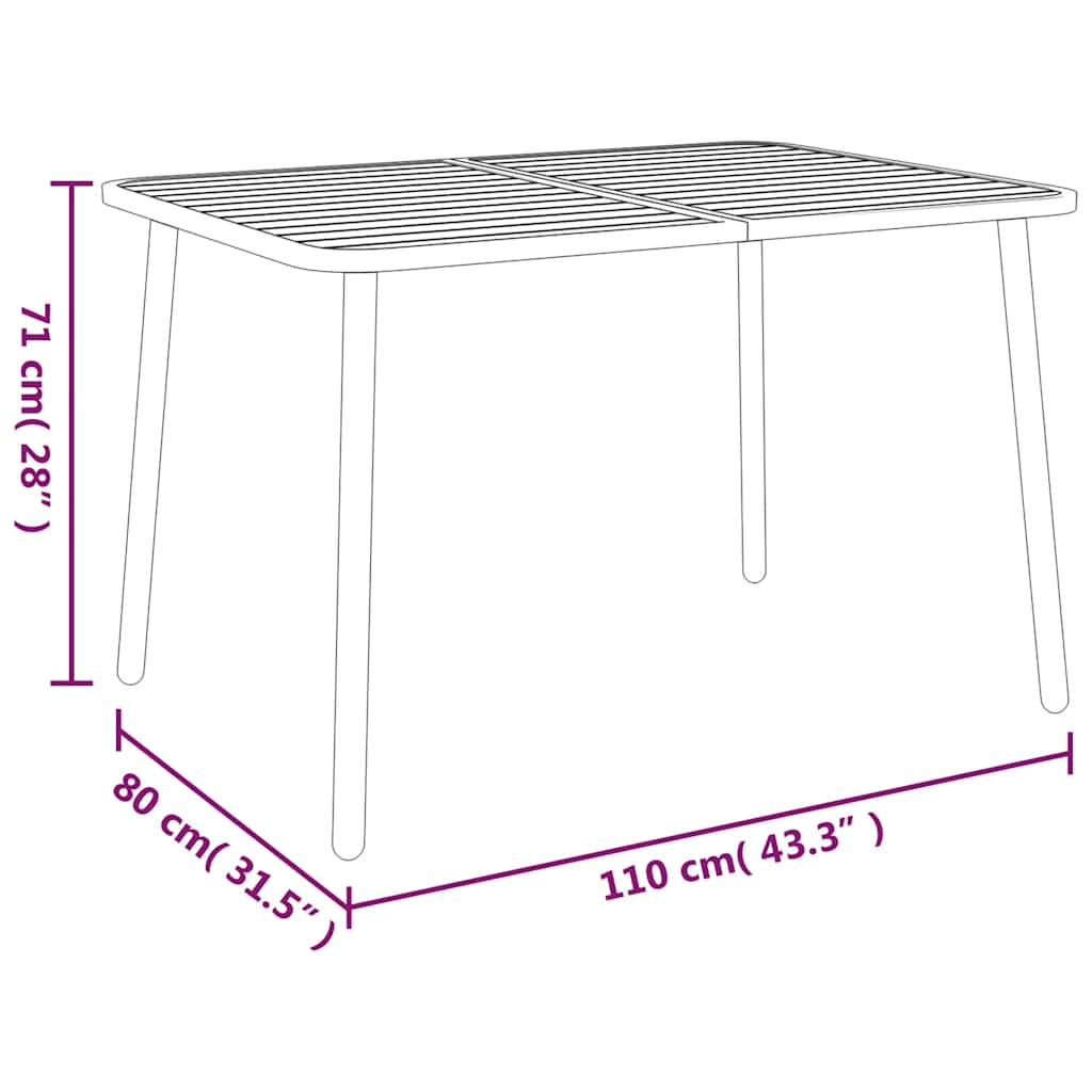 5 Piece Garden Dining Set Anthracite Steel