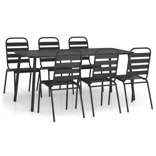 7 Piece Garden Dining Set Anthracite Steel