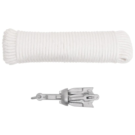 Folding Anchor with Rope Silver 0.7 kg Hot Dip