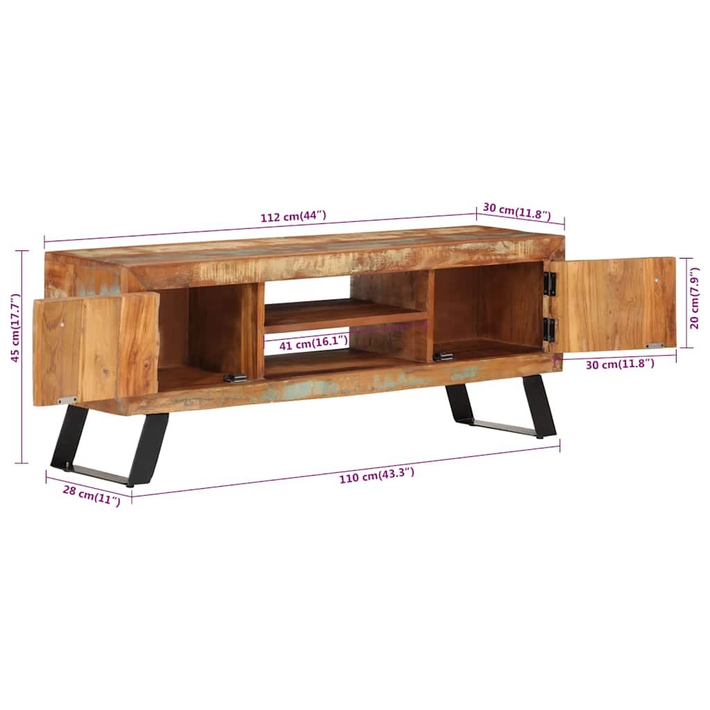 TV Cabinet 112x30x45 cm Solid Wood Reclaimed