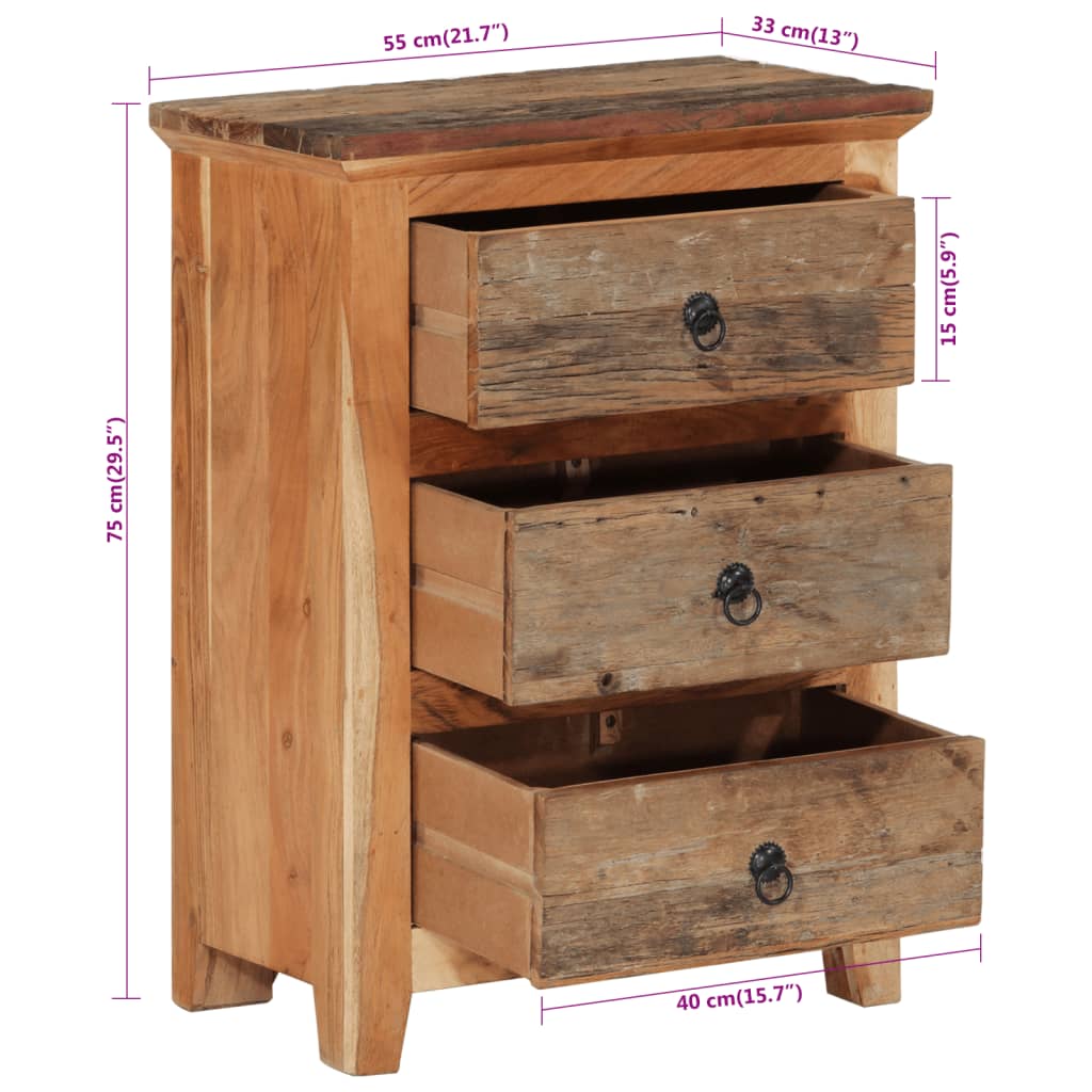Side Cabinet 55x33x75 cm Solid Wood Acacia