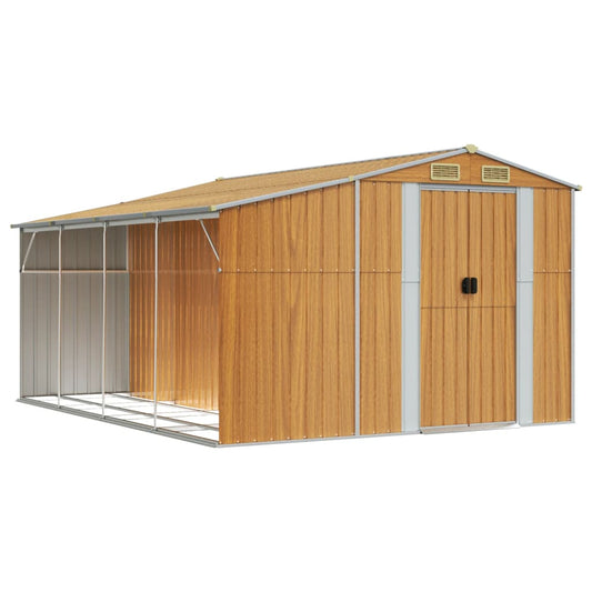Garden Shed Light Brown 277x365,5x179 cm Galvanised Steel
