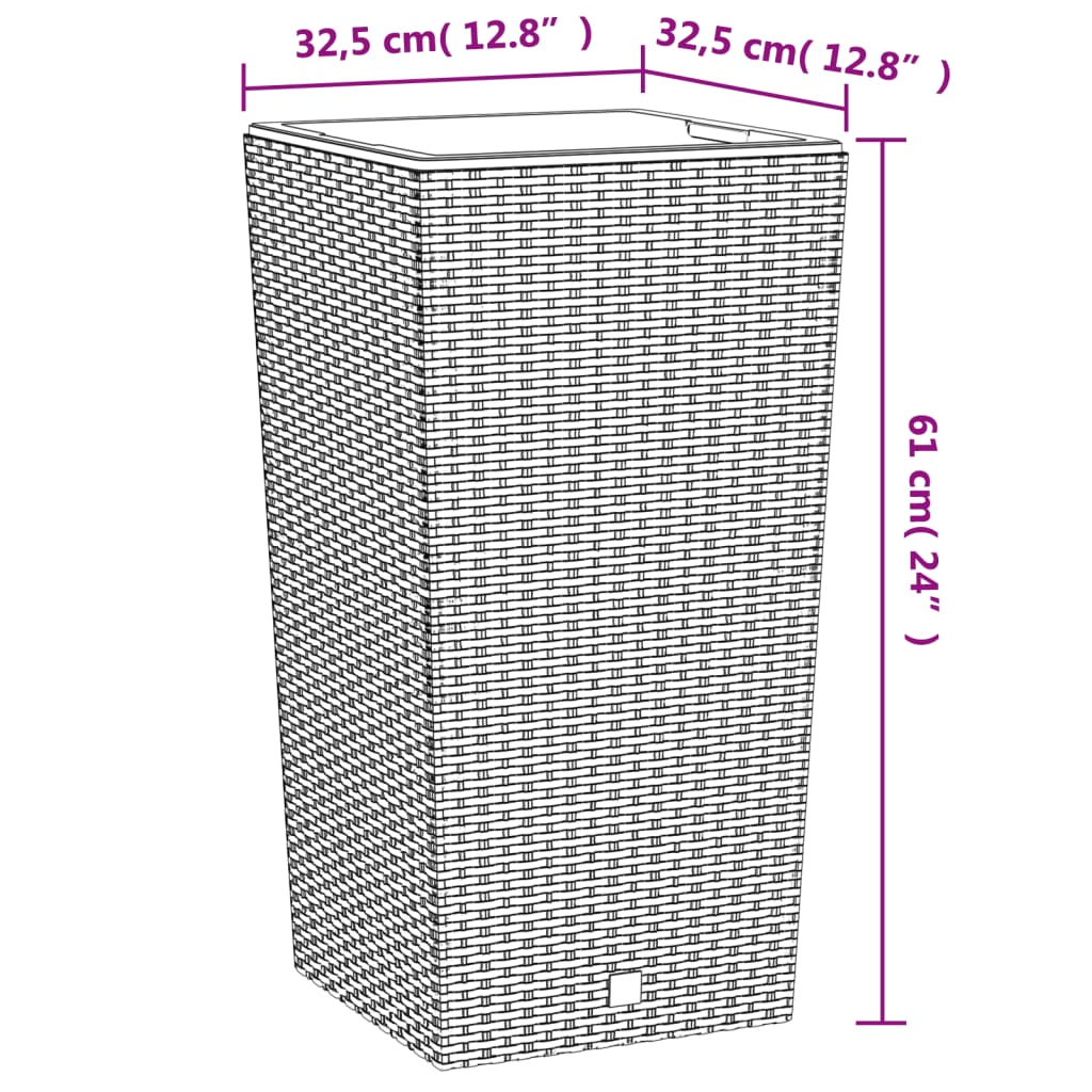 Planter with Removable Inner Anthracite 21 / 49 L PP Rattan