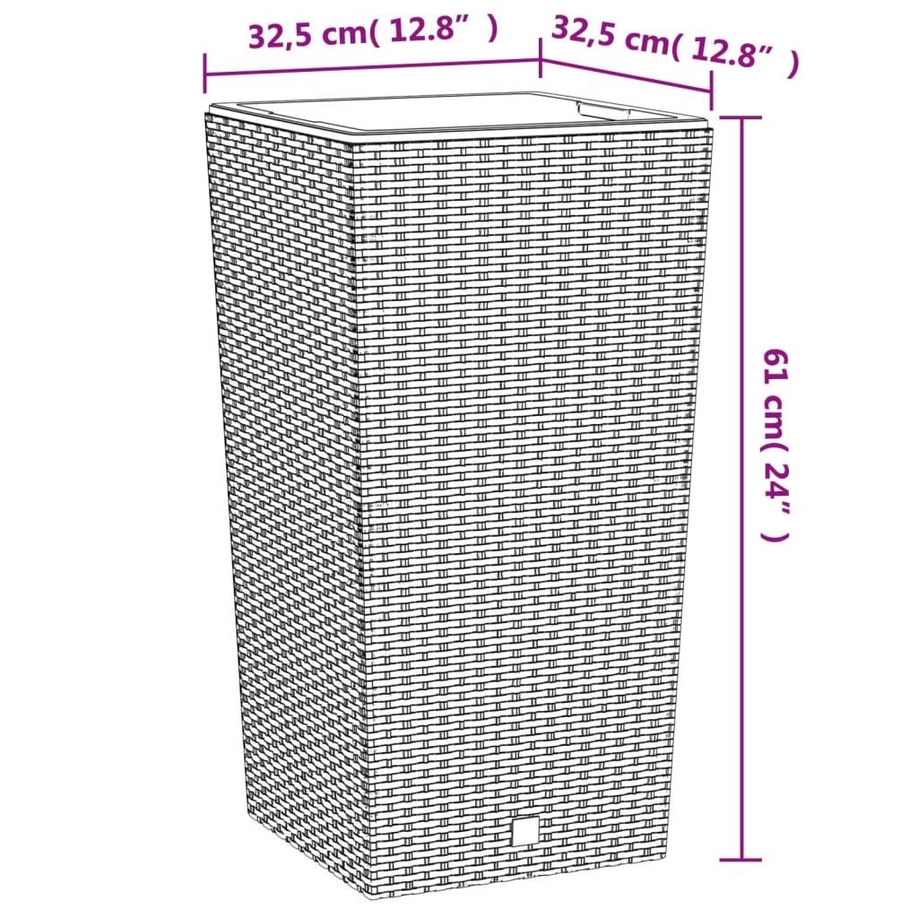 Planter with Removable Inner White 21 / 49 L PP Rattan