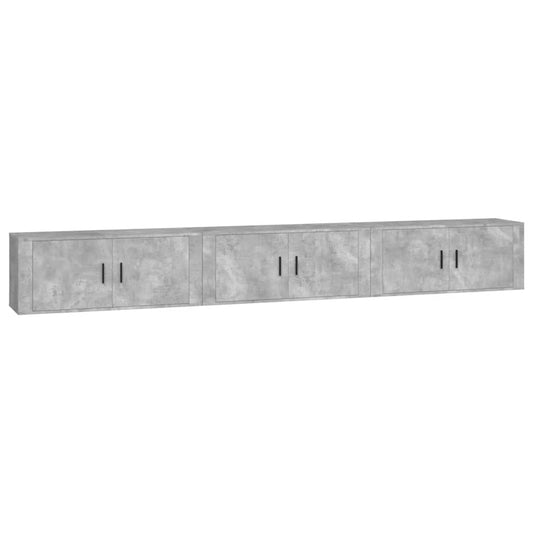 Wall-mounted TV Cabinets 3 pcs Concrete Grey 100x34.5x40 cm