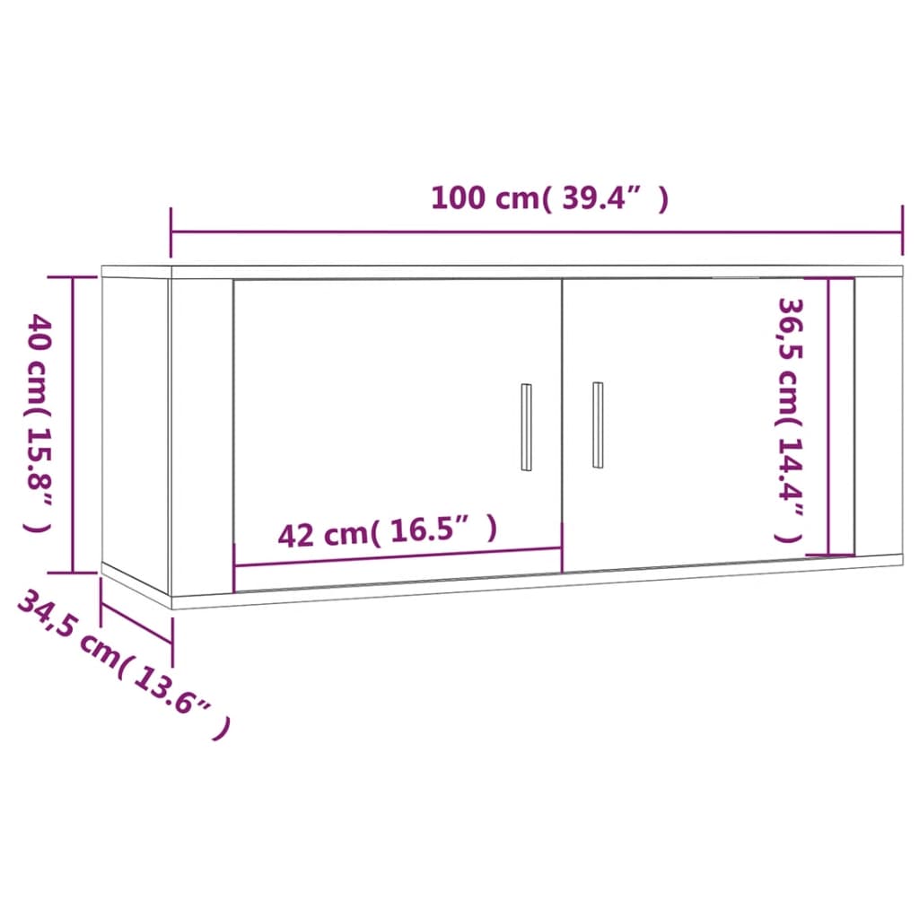 Wall-mounted TV Cabinets 3 pcs Smoked Oak 100x34.5x40 cm